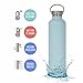MIRA 34 Oz Stainless Steel Vacuum Insulated Water Bottle | Thermos Keeps Drink Cold for 24 hours & Hot for 12 hours, Doesn't Sweat | Large Powder Coated Sports Flask 2 Lids | Matte Pearl Blue