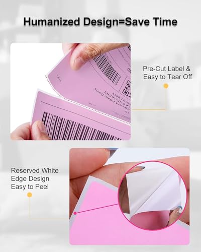 Phomemo 4 x 6 Inches 500 Pink Shipping Labels Compatible with Munbyn Printers Phomemo Thermal BPA Free Self-Adhesive 100 x 150 mm