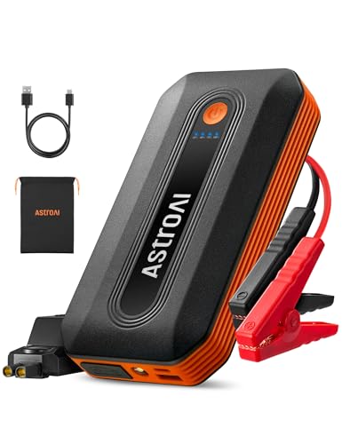 AstroAI B8 Car Jump Starter 3000A Peak for Up to 9L Gas/7L Diesel Engines, Portable Battery Booster Pack with 10 Protections, 18W Quick Charger Power Pack, 3-Mode LED Light, and Jumper Cables, Orange