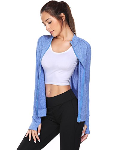 Unibelle Women's Active Comfy Full Zip Yoga Jacket with Thumb Holes - Thumbnail 2