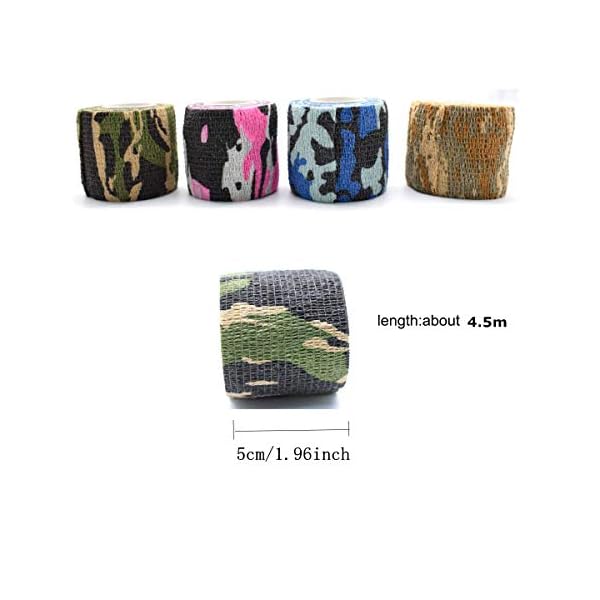 Tarnband Selbsthaftend,dancepandas 12 Rollen Camouflage Tape Tarnnetz Selbstklebender Verband für Paintball Waffen,Taschenlampe, Teleskop, Fahrrad (5CMx4.5M) – Bild 3