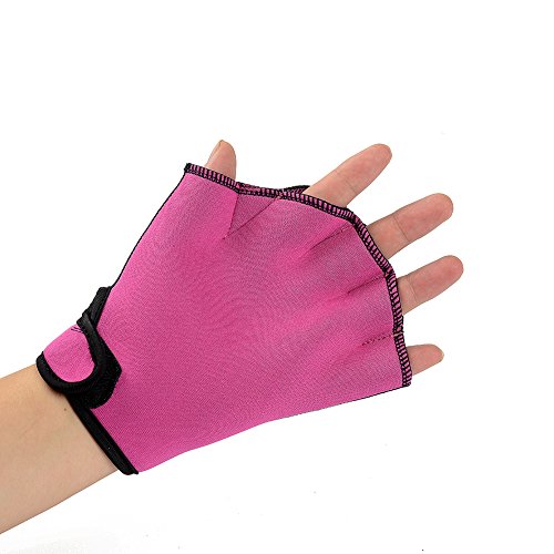 Easyinsmile Aqua Fit Swim Training Gloves Aquatic Gloves for Helping Upper Body Resistance, Webbed Swim Gloves Well Stitching, No Fading Sizes for Men Women Adult Children (Rose red)
