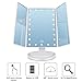 Maibtkey Makeup Mirror Portable Tri-Folded Lighted White Travel Vanity Mirror with 22 LED Lights and Magnifying Mirror with 2X 3X Magnification 180° Rotatable for Women Men Girls Cosmetic Makeup