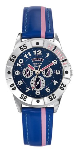 Trendy Junior KL 182 - Reloj analógico de Cuarzo Unisex con Correa de Piel, Color Azul