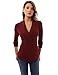 PattyBoutik Women Shawl Collar Pleated Detail Blouse (Burgundy Large)