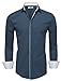 TAM WARE Mens Casual Hidden Buttons Long Sleeve Dress Shirts TWCMS08-12-NAVY-US M