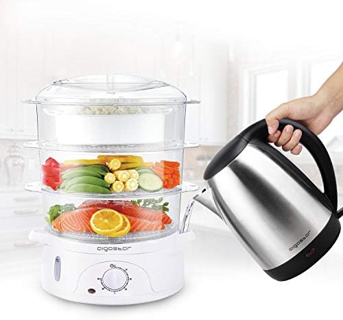 Aigostar Fitfoodie 30CFO - Cuiseur vapeur électrique 0% BPA. Puissance de 800W, minuterie, 3 niveaux indépendants de cuisson. Cuisine saine. Design exclusif. - Cuisine A Vivre Aigostar Fitfoodie 30CFO - Cuiseur vapeur électrique 0% BPA. Puissance de 800W, minuterie, 3 niveaux indépendants de cuisson. Cuisine saine. Design exclusif.