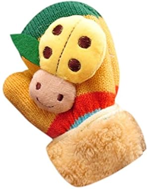 Fashionable Cute Cartoon Infant Baby Girls Boys Wool Blend Thicken Winter Warm Gloves (Yellow)