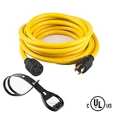 50 FEET Heavy Duty Generator Locking power cord NEMA L14-30P/L14-30R,4 prong 10 Gauge SJTW Cable, 125/250V 30Amp 7500 Watts Yellow Generator Lock Extension Cord With UL listed Yodotek