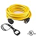 Yodotek 40FT Heavy Duty Generator Locking Power Cord NEMA L14-30P/L14-30R,4 Prong 10 Gauge SJTW Cable, 125/250V 30Amp 7500 Watts Yellow Generator Lock Extension Cord with UL Listed