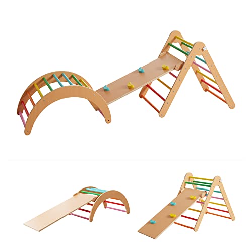 4 In 1 Pikler Triangle Gym, Montessori Foldable Climber with Ramp