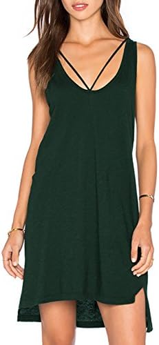 Dohia Women's Summer Sleeveless T Shirt Dress Casual Swing Tank Top Simple Loose Cotton Dresses