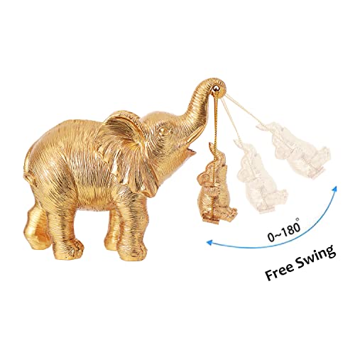 Gold Elephant Decor, Mother Elephant Statue Figurines for Home Decorations Gifts for Women