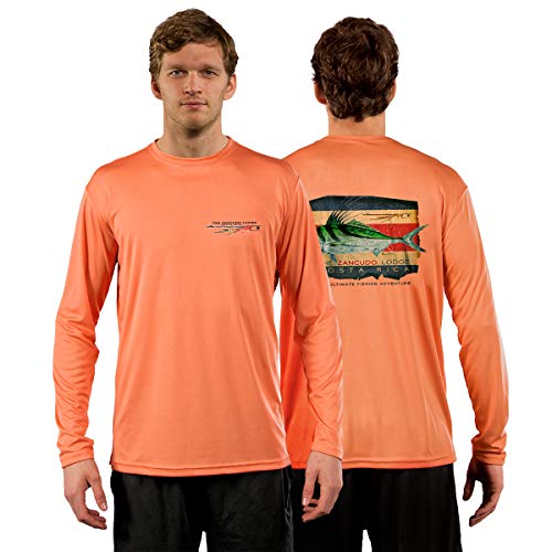 Red Tuna - Zancudo Lodge Performance Quick Dry Long Sleeve Fishing Shirt for UV UPF 50+ (XL, Citrus)