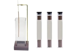 Thiravynne Incense Holder with 120 Sticks, Wooden Base with Glass Cup, Anti-Ash Incense Burner for Meditation, Yoga, Spa, Hom