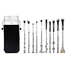 Wizard Wand Potter Makeup Brushes set with Gift Bag Efforty 10pcs Metal Magic Eye Shadow Eyeliner Blending Pencil Lip Brush Beauty Tools (Silver tube)