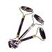 Natural Amethy Quartz Jade Stone Roller for Face Massage Neck Beauty with Double Roller,Anti-Aging Beauty Skincare Tool to Rejuvenate Facial Skin and Anti-Wrinkle Massager for Face Eyes Neck(Amethyst)