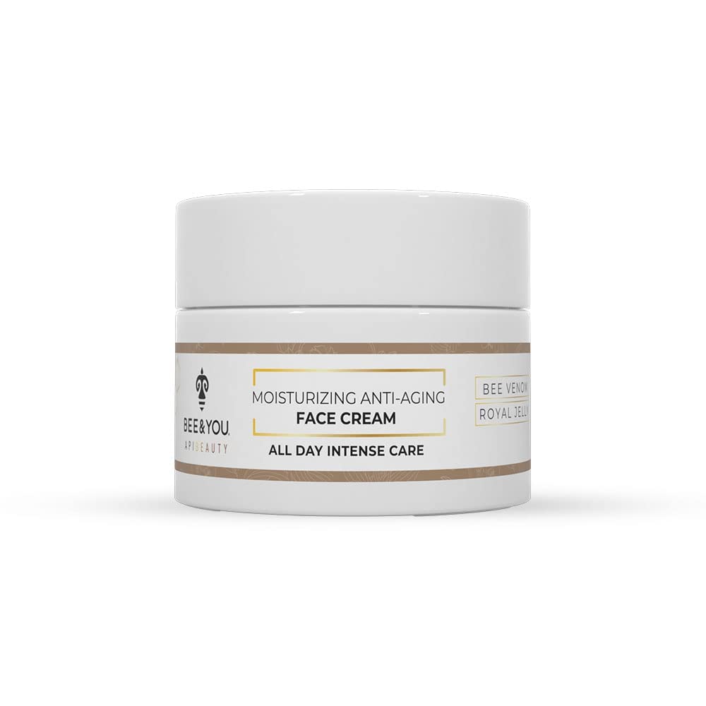 New BEE and YOU Anti-Aging Natural Face Cream, Fight Fine Lines, Deep Wrinkles, Rejuvenating, Moisturizing Skin Care and Nourishing with Royal Jelly, Bee Venom, Vitamin B5, Shea Butter, 1.7 fl. Oz…