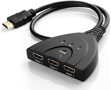 GGYY(TM) 3-Port HDMI Switch with Pigtail Cable - 3x1 HDMI Splitter Switcher Perfect for Full HD 3D 1080p - PS3, Xbox 360/One HDTV DVD, SKY- STB etc