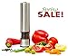 Best Pepper Grinder or Salt Grinder Mill – Premium Stainless Steel One-Handed Automatic Battery Operated Spice Shaker - Adjustable– With LED Light at Bottom