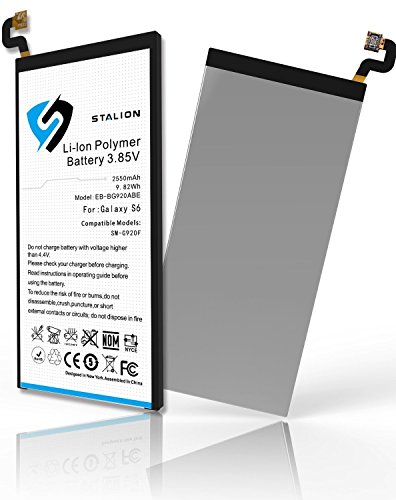 Galaxy S6 Battery: Stalion Strength 2550mAh Li-Ion Polymer Battery Emplacement for Samsung Galaxy S6 SM-G920 Galaxy S6 Battery: Stalion Strength 2550mAh Li-Ion Polymer Battery Emplacement for Samsung Galaxy S6 SM-G920