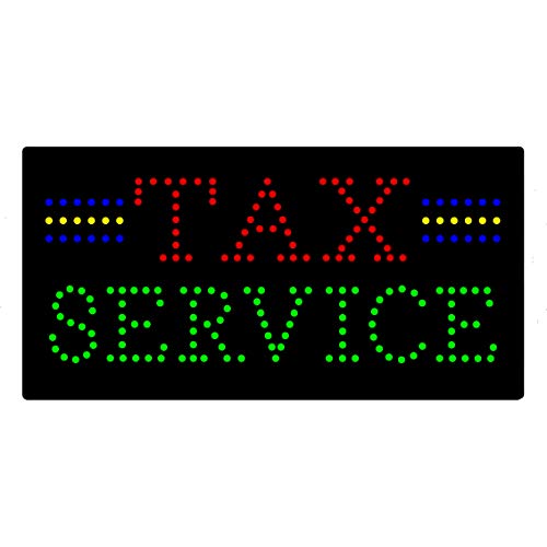 LED Income Tax Service Open Light Sign Super Bright Electric Advertising Display Board for Tax Preparation Refund Department Office Attorney Business Shop Store Window Bedroom 24 x 12 inches
