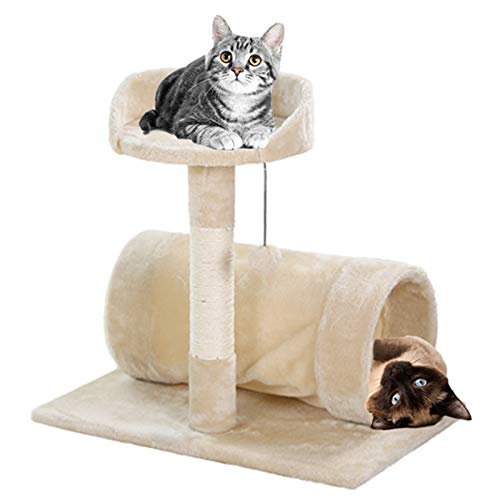 CATISM Arbre de Chat Moelleux avec Tunnel de Chat, Peut être employé pour des récréations d’Animal familier, la Saisie de Griffe de Pratique, 60 x 40 x 60 cm