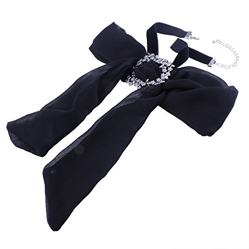 Kercisbeauty Adjustable Lady Girl Bow tie Necktie Corsage Brooch Chiffon Choker Necklace Blouse Collar Bowknot Scarf Scarves School Anniversary Graduation Ceremony,School Girl (Black)