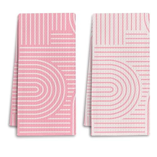 IRTAGANNY Abstract Boho Pink Kitchen Towels