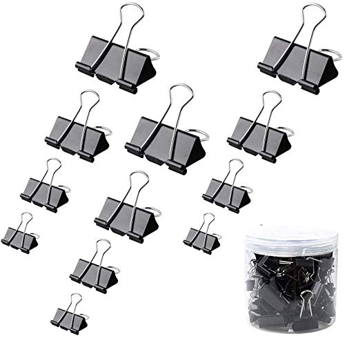 120 Binderclips 15mm + 50 Büroklammern - Bunte Metallklammern Set Mit Box