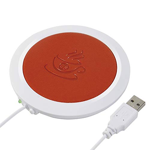 Coffee Mug Warmer, ALLOMN Beverage Warmer for Desk Auto Shut Off, PU Heat-resistant Electric Insulation USB Warm Cup Mat for Office (Deep Orange)