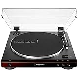 Audio-Technica At-LP60X-BW Fully Automatic Belt-Drive Stereo Turntable, Brown/Black, Hi-Fidelity, Plays 33 -1/3 and 45 RPM Vinyl Records, Dust Cover, Anti-Resonance, Die-Cast Aluminum Platter