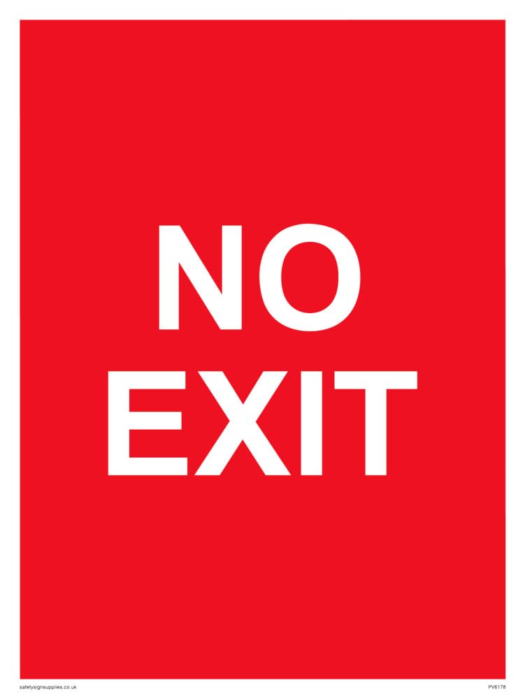 Pack of five - NO EXIT red background Sign - 150x200mm - A5P