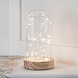 Battery Operated LED Fairy Light Glass Dome with Wooden Base - 9