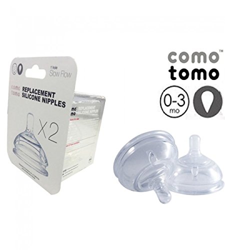 Comotomo Replacement Nipples, Slow Flow (0-3 Months) - 2 Count, 3 Packs
