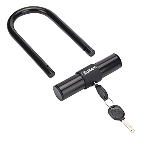 ZUKAM Bike Lock Heavy Duty Bicycle U Lock with 4FT/1.2M Flexible Steel Loop Cable and Bike Mounting Bracket