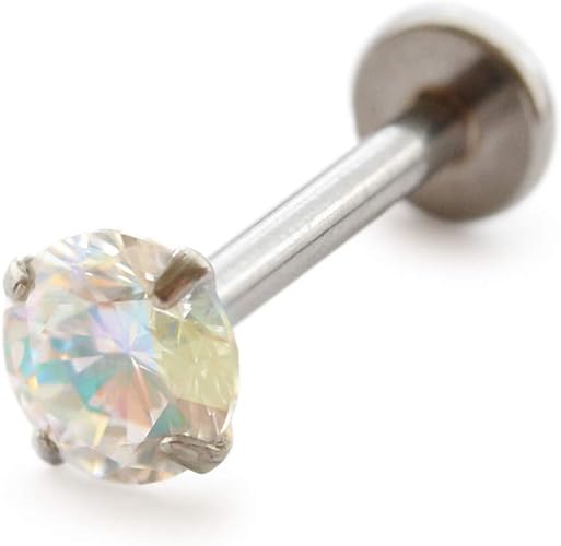 Amazon ジュエルボックス Jewelvox ピアス 14g 16g 18g 立て爪 サージカルステンレス316l キュービックジルコニア ボディピアス 軟骨ピアス 金属アレルギー対応 オーロラ 3mm 16g 軸8mm ボディピアス 通販