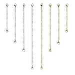 8 Pcs Stainless Steel Necklace Bracelet Extender Chain Set 4 Different length: 6" 4" 3" 2" (4 Gold, 4 Silver)