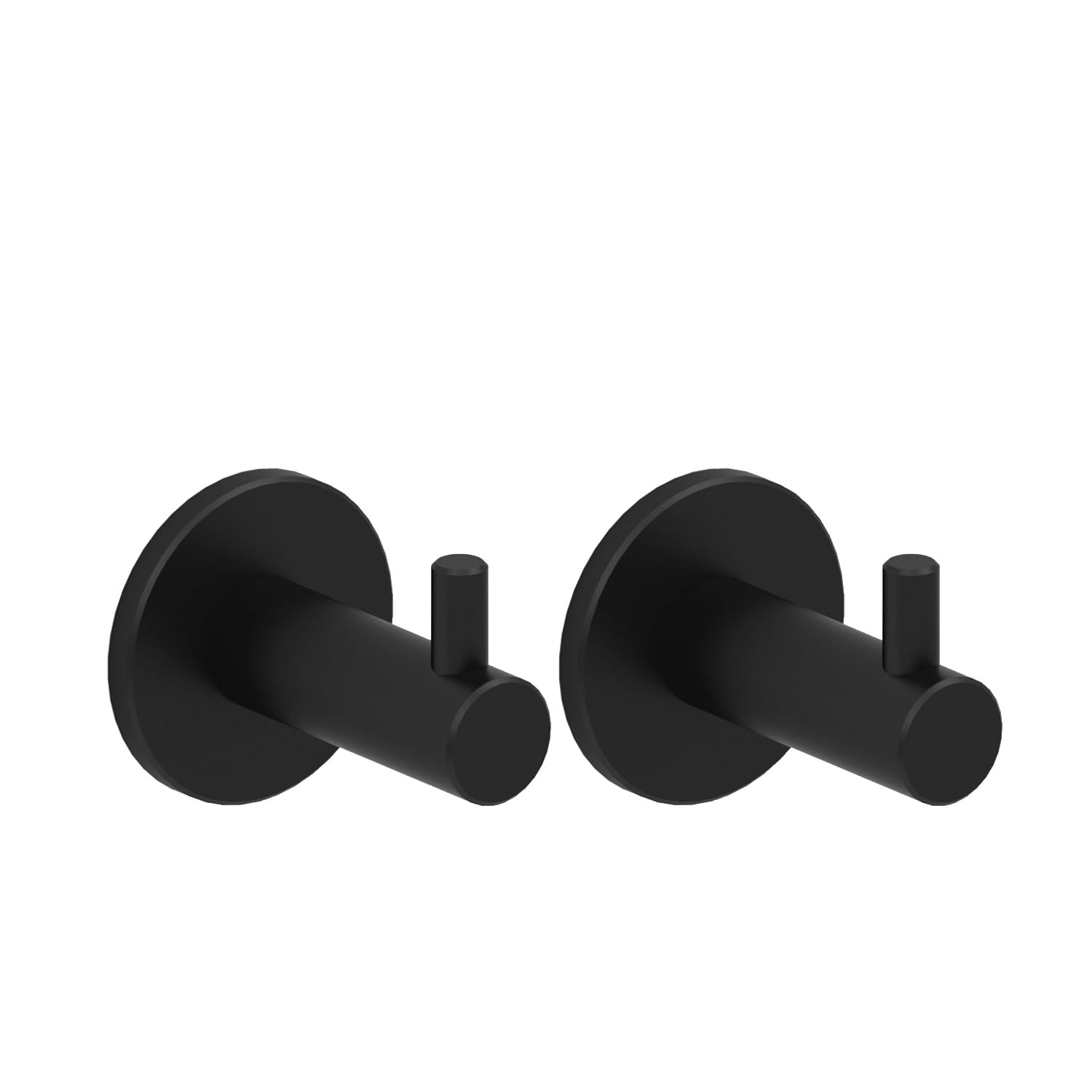 Kon-fort Home Black Towel Hooks for Bathrooms, 2 Pack, Matte, Screw in, SUS 304 Stainless Steel, Wall Mounted, Kitchen Bedroom