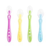 CHICKABEAN BABIES, 4 BPA Free Baby Spoons, BPA-Free Silicone Baby Spoon Set - Soft Tip Baby Spoons Set - 2 Bonus Travel Case & Food Masher, The Best Baby & Infant Feeding Spoons