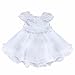 FEESHOW Infant Baby Girls' 3D Rose Flower Organza Party Wedding Christening Baptism Dress White 3-6 Months
