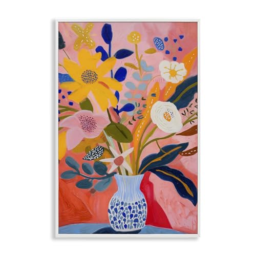 Stupell Industries Vibrant Joyful Bouquet White Framed Giclee Art design by LSR…