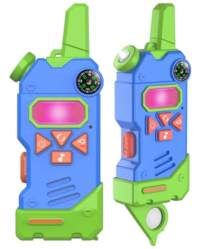 Walkie Talkies for Kids,5 Colourful Channels 2 Way Radio,Compass Flashlight and Magnifying Glass,3 Miles Long Range for Adventure Game,Outside, Camping, Hiking,Toys for 3-12 Year Old Boys Girls at Amazon