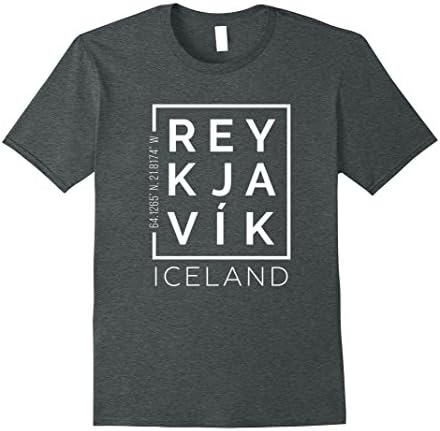 Mens Stylish Reykjavik Iceland City Coordinates Souvenir T-Shirt 3XL Dark Heather