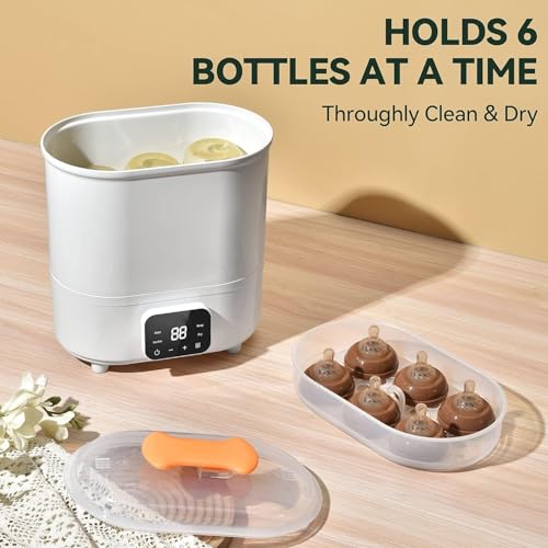 Dxmocos Baby Bottle Sterilizer and Dryer, 4-in-1 Electric Steam Sterilizer with LED Touch Screen, Auto Drying & Storage, BPA-Free, Fits Bottles & Accessories