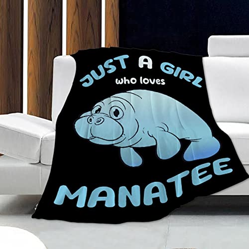 Manatee Lover Flannel Blanket-Just A Girl Manatees Underwater Sea Animal Soft Lightweight Capybara Blankets for Sofa Bed Polyester Throw Warm Blanket Gift for Girl Women(40\'\'x50\'\'for Kids/Children)