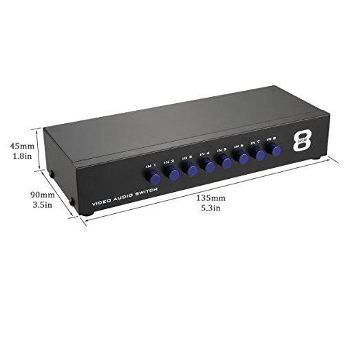 Updated Metal Case Mechanical 8-way AV Switch CVBS RCA Splitter 8 Port Switch Adapter 8 In 1 Out Composite L/R Audio Video Switcher Selector BOX for DVD STB Game Consoles - Thumbnail 3