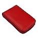 DEEZOMO DKER Genuine Leather Mini Credit Card Case Organizer Compact Wallet with ID Window - Red
