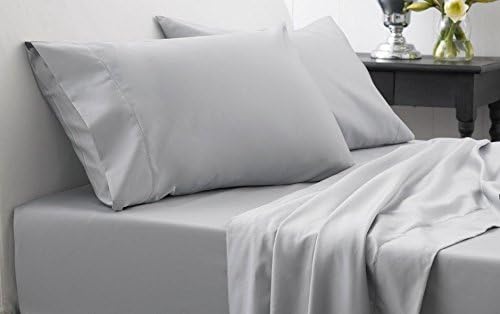 PureBeddings- 400 Thread-Count 100% Egyptian Cotton 2PC Pillow Case California King (20"X40") 400TC Silver Grey Solid