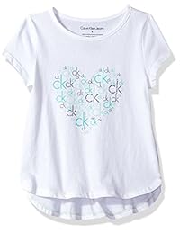Calvin Klein - Camiseta de manga corta para niña, diseño de corazón